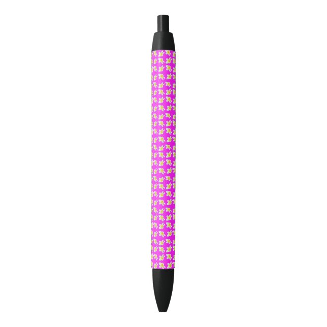 Stylo Bleu Motif Frangipani Rose Chaud Et Jaune, (devant Vertical)