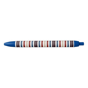 Stylo Bleu Motif rayé coloré de monogramme moderne