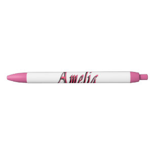 Stylo Bleu Nom d'Amelia rose Filles Logo