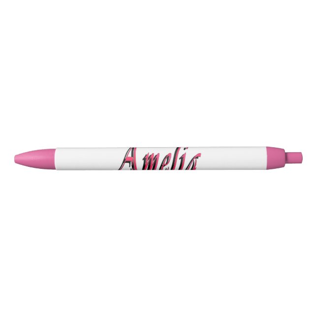 Stylo Bleu Nom d'Amelia rose Filles Logo (Devant)