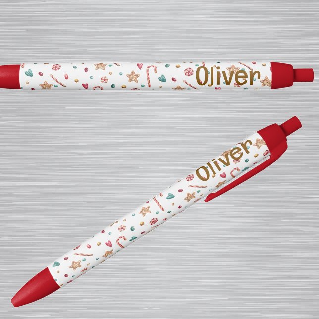 Stylo Bleu Nom || Motif de biscuits et bonbons de vacances mi (Créateur téléchargé)