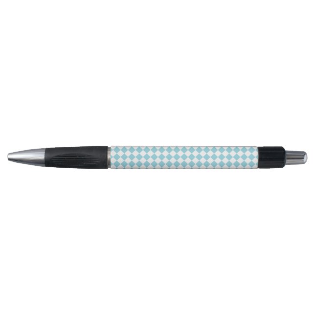 Stylo Bleu Œuf de Merle et Blanc Motif Chevron Emmy (Devant)