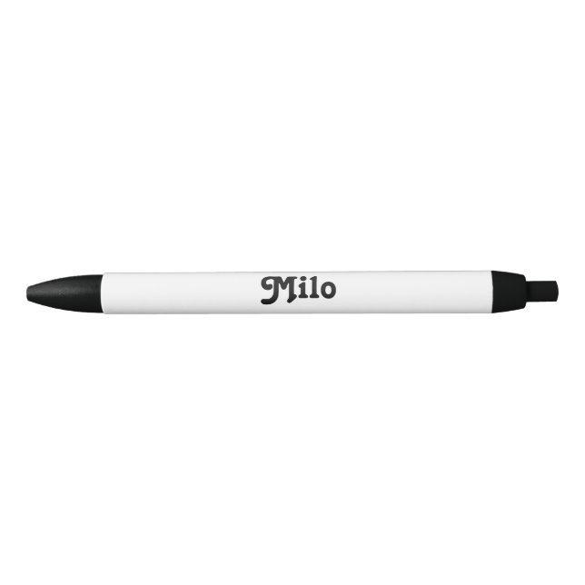 Stylo Bleu Personnalisé noir blanc nom personnalisé texte mig (Devant)