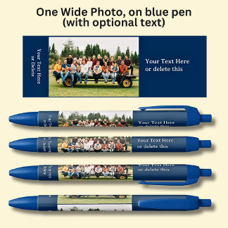 Stylo Bleu Photo longue portée avec texte facultatif en bleu