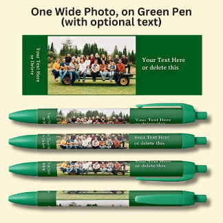 Stylo Bleu Photo longue portée avec texte facultatif sur Vert