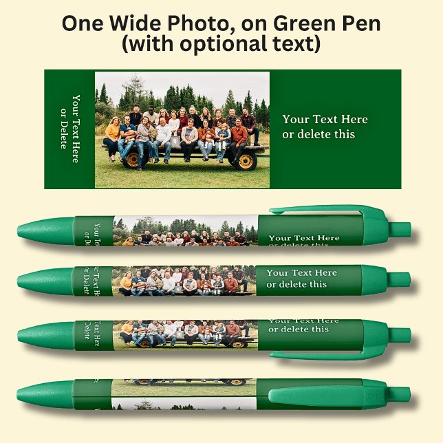 Stylo Bleu Photo longue portée avec texte facultatif sur Vert (Créateur téléchargé)