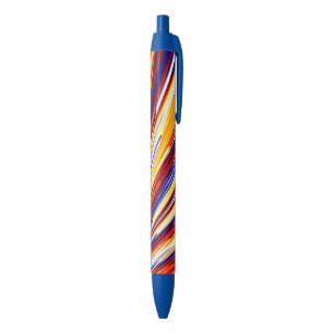 Stylo Bleu Plumes géométriques Abstraites orange bleu