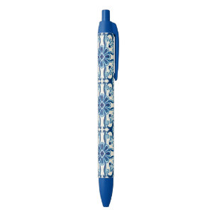 Stylo Bleu Portugais Azulejos Blue Floral Motif