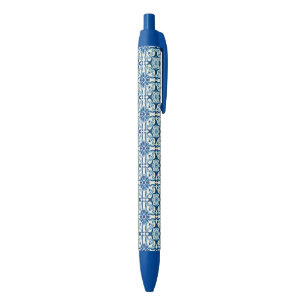 Stylo Bleu Portugais Azulejos Blue Floral Motif