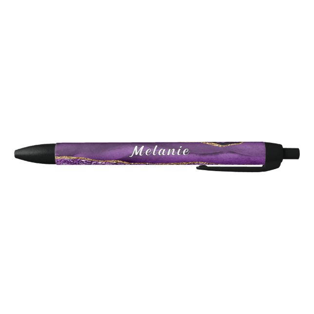 Stylo Bleu Purple Gold Parties scintillant Nom personnalisé S (Bas)