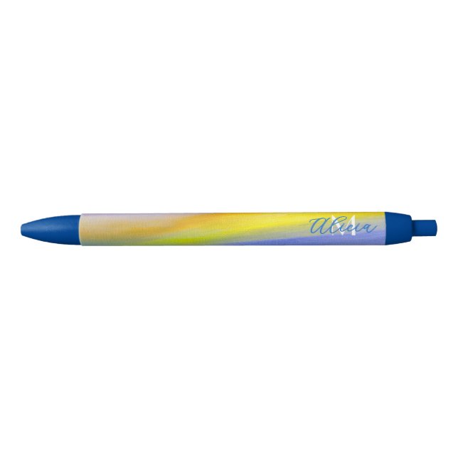 Stylo Bleu Rayon Doré Abstrait (Devant)