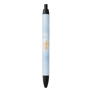 Stylo Bleu Rayons de lumière de la Croix Religieuse