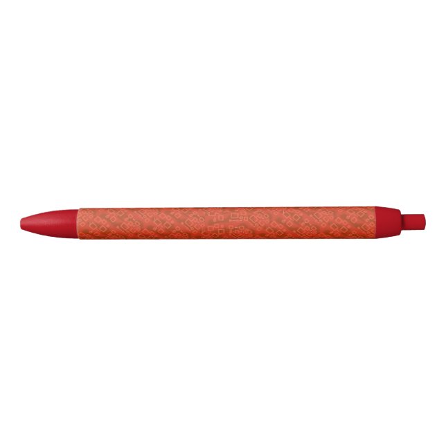 Stylo Bleu Red Whimsical Abstract Geometric (Devant)
