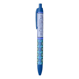 Stylo Bleu Remous et motif de cercle customisé