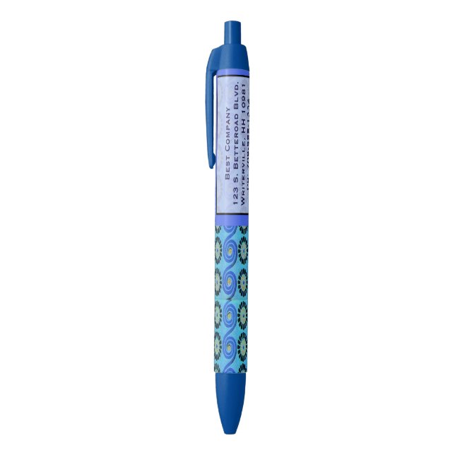 Stylo Bleu Remous et motif de cercle customisé (Haut (Vertical))