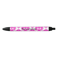 Rose Chaude & Blanc Damassé Élégant Personnalisé C