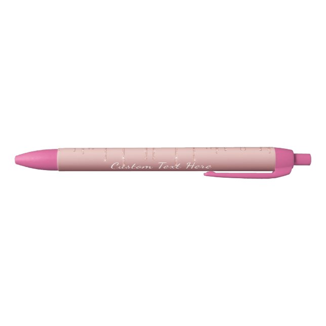 Stylo Bleu Rose de texte personnalisé Parties scintillant d'é (Bas)