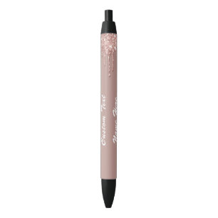 Stylo Bleu Rose Gold Parties scintillant Texte personnalisé V