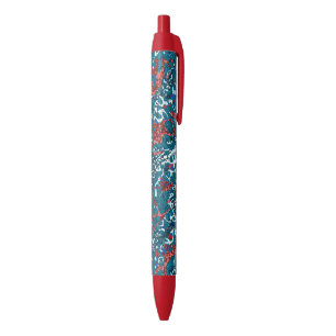 Stylo Bleu Rouge Turquoise noir blanc tacheté Résumé graphiqu