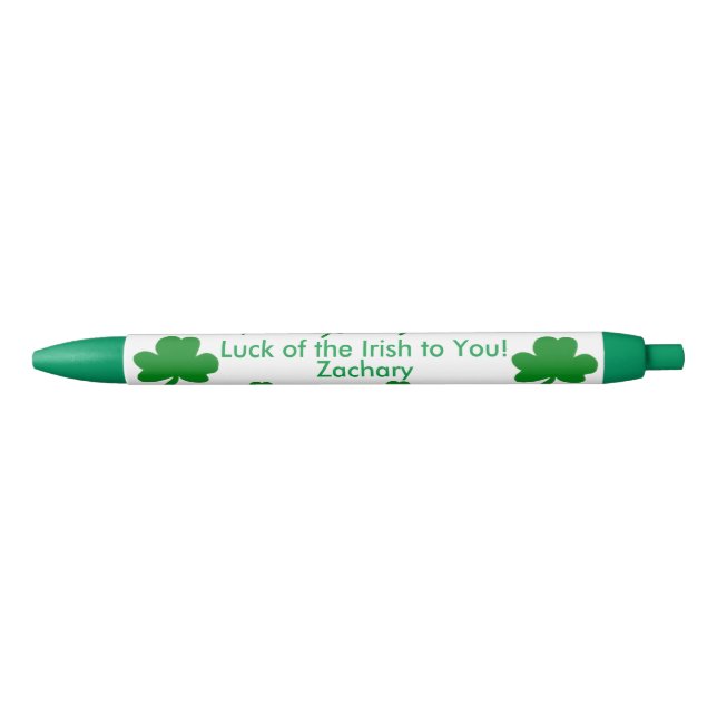 Stylo Bleu Sept Shamrocks Lucky Irish PERSONNALISER NOM (Devant)