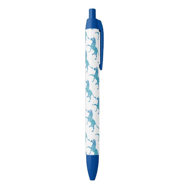 Stylo Bleu Silhouette bleue et blanche Zebra (Bas (Vertical))