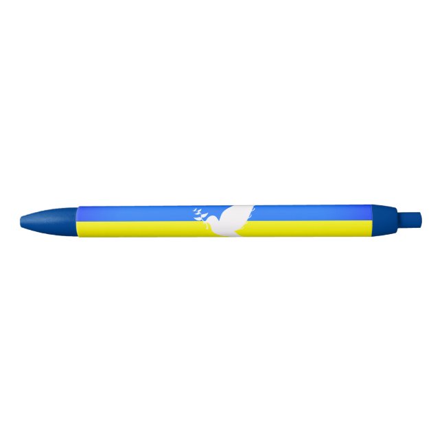 Stylo Bleu Soutenez l'Ukraine Pen Peace Dove drapeau ukrainie (Devant)