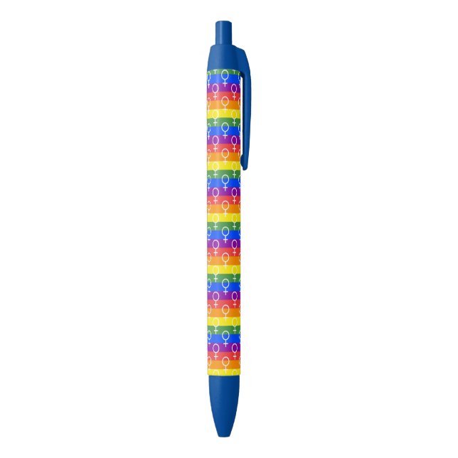 Stylo Bleu Symbole féminin Motif arc-en-ciel (Bas (Vertical))