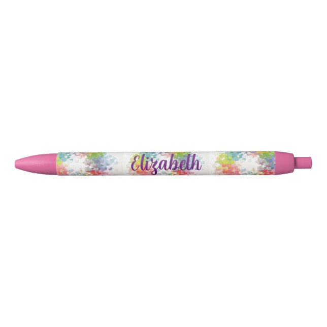 Stylo Bleu Texte de nom personnalisé mignon romantique coloré (Devant)