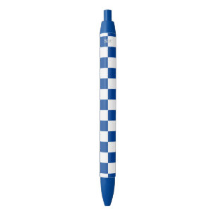 Stylo Bleu tuiles Checkered blanches de couleur d'U-sélectio