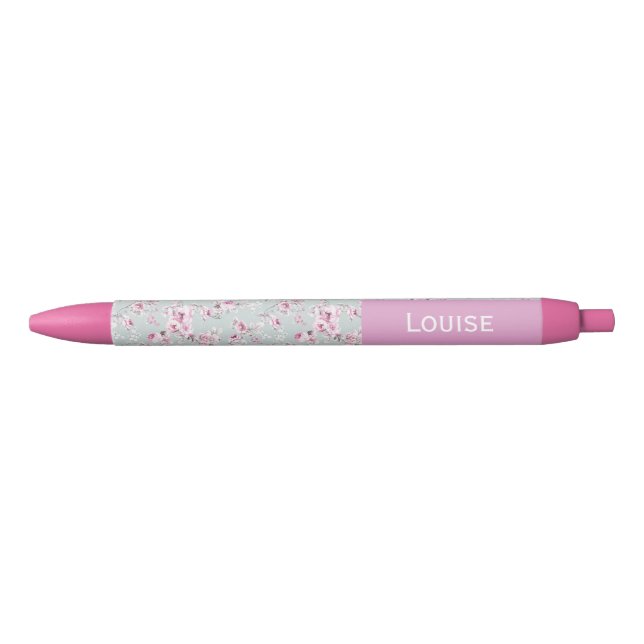 Stylo Bleu Vintage Rose Pink Custom Name Pen (Devant)