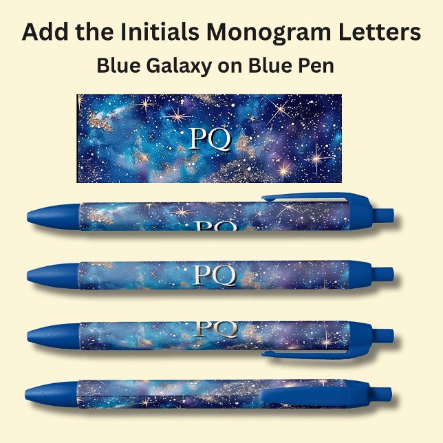 Stylo Bleu Vos initiales Monogram Blue Galaxy (Créateur téléchargé)