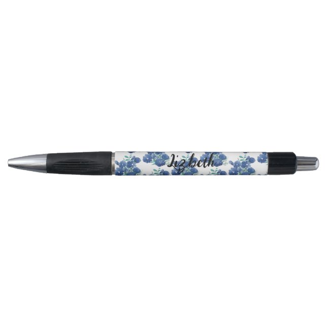 Stylo Blue Floral Watercolor Pattern Pen (Devant)