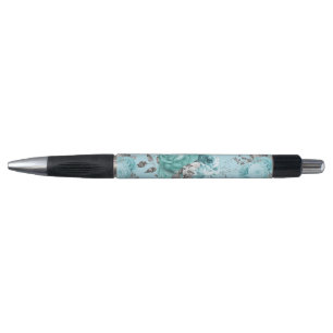 Stylo Blue Roses Lace and Silver détails