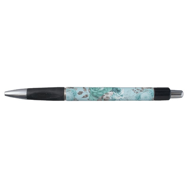 Stylo Blue Roses Lace and Silver détails (Devant)