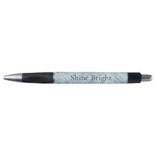 Stylo Boucles de marbre bleu Aqua Silver