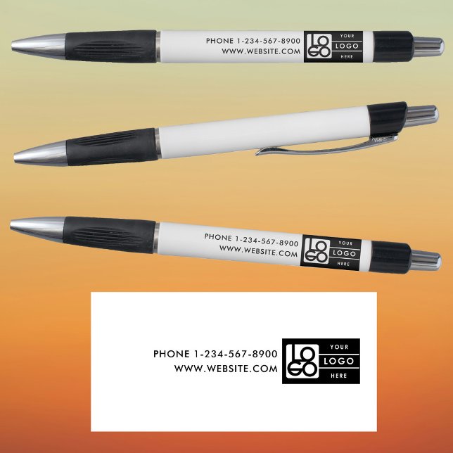 Stylo Bulk Simple Business Logo Custom Text Black White (Bulk Simple Business Logo Custom Text Black White Pen)