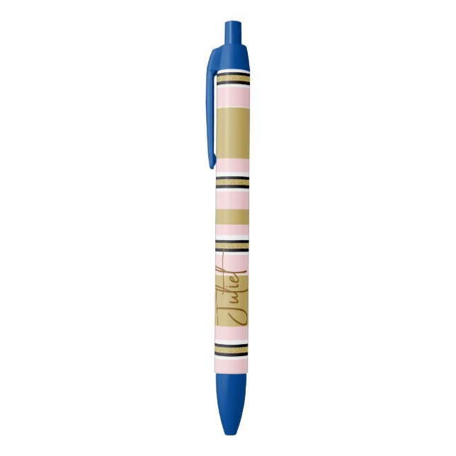 Stylo Bureau École Stylo Rose Blanc Or Noir Rayure (Haut (Vertical))