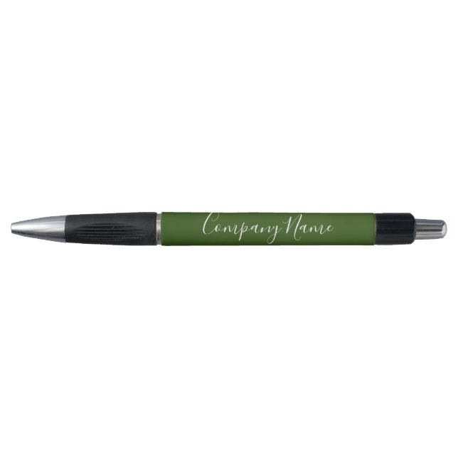 Stylo Business Dark Green et White Script Nom de l'entre (Devant)