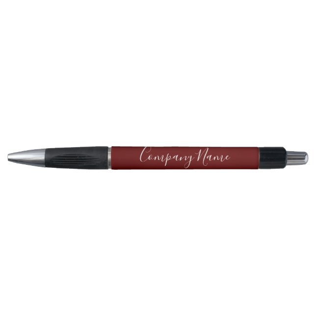 Stylo Business Dark Red White Script Nom de l'entreprise (Devant)
