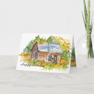 Stylo cabine et croquis d'encre Carte d'anniversai