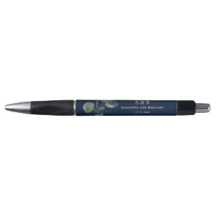 Stylo Cadeau de mariage à monogramme Eucalyptus aquarell
