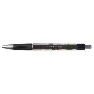 Stylo Camouflage Rose et Vert Personnalisez Votre nom