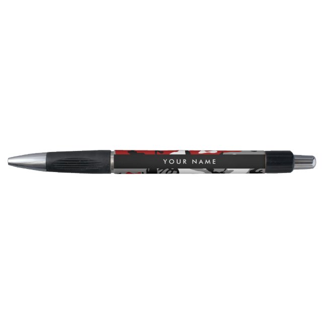 Stylo Camouflage rouge et gris Votre nom Personnaliser (Devant)
