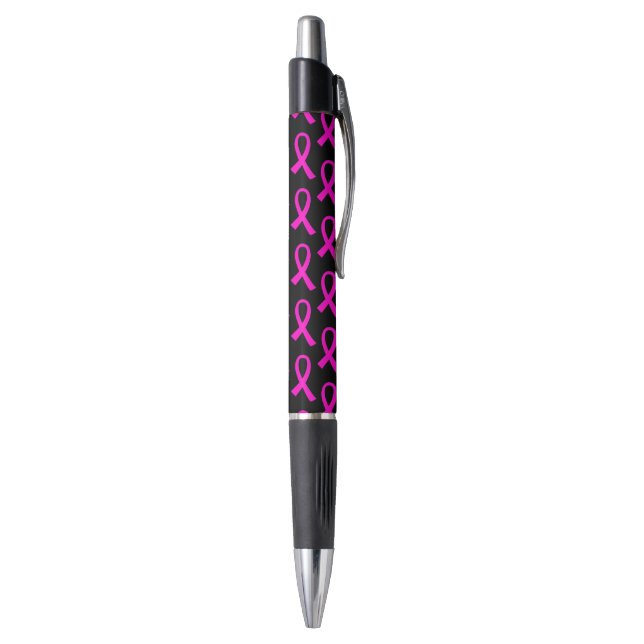 Stylo Cancer du sein Motif à ruban rose chaud (Bas (Vertical))