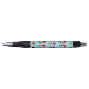 Stylo Cardinaux de Noël mignons et Baies rouges modélisé