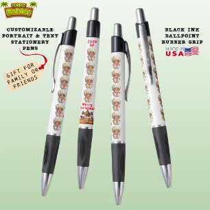 Stylo Caricature unique en pain d'épice blanc