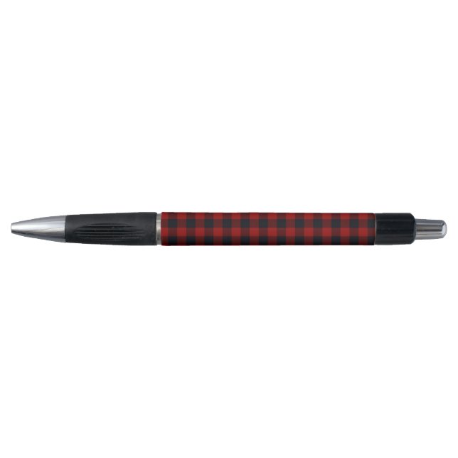 Stylo Carreaux de buffle rouge et noir (Devant)