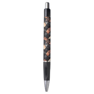 Stylo Carreaux d'or Rose noir