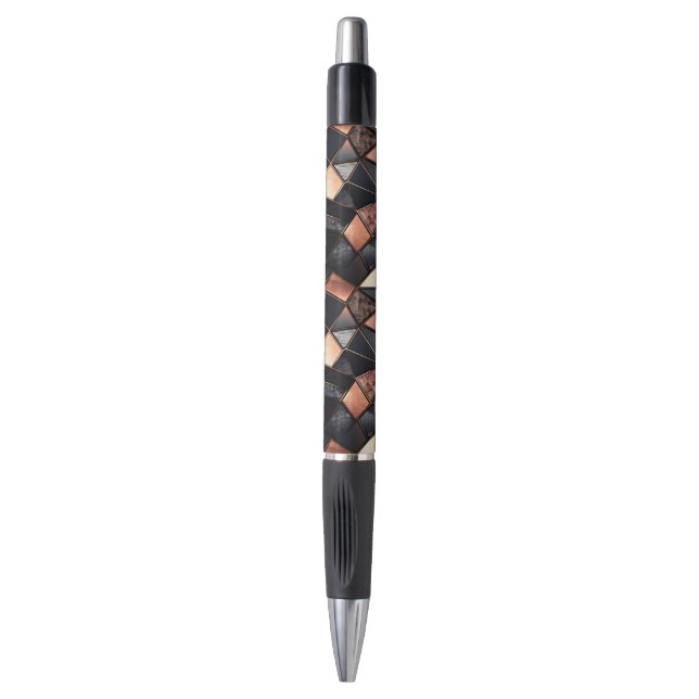 Stylo Carreaux d'or Rose noir (Devant (Vertical))