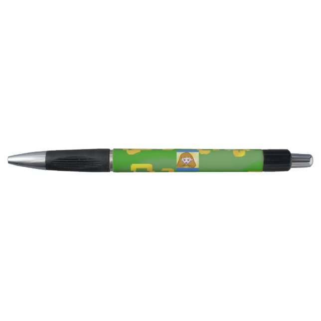 Stylo Carton mignon Jaune Carré Vert (Devant)